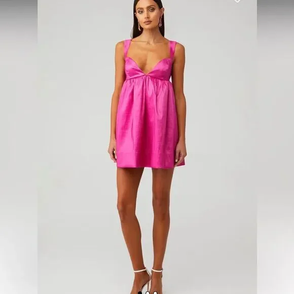 NWT FOR LOVE & LEMONS SELENA MINI DRESS Hot Pink Small - Picture 12 of 12